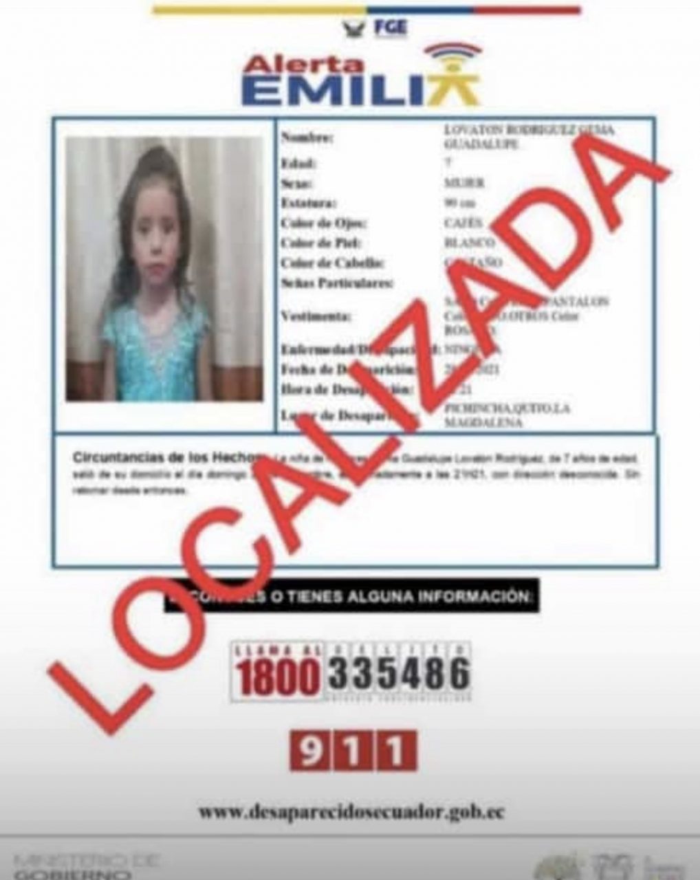 Missing girl in Quito was located