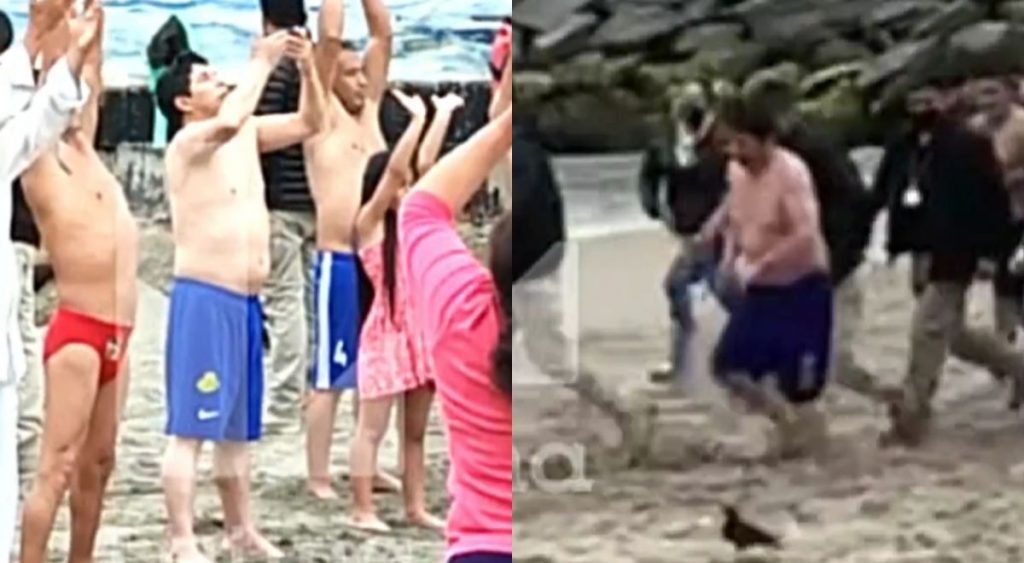 Pedro Castillo visited Chorrillos beach accompanied by his family