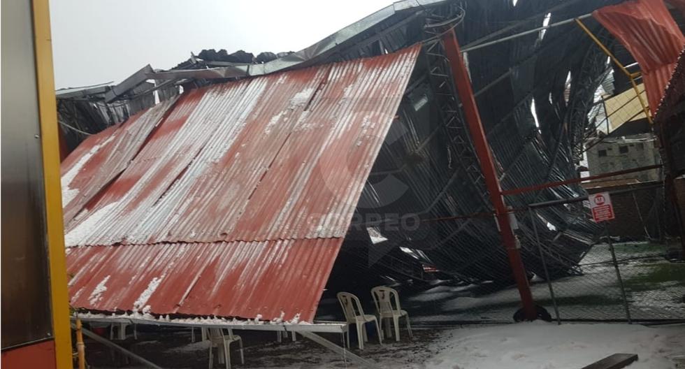 Roof of premises falls due to intense hailstorm in Huancayo and kills young father of family (VIDEO)