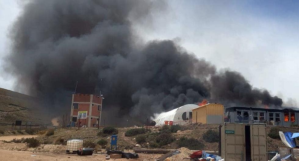 They attack and burn down the mining camp in Chumbivilcas - Cusco (PHOTOS)