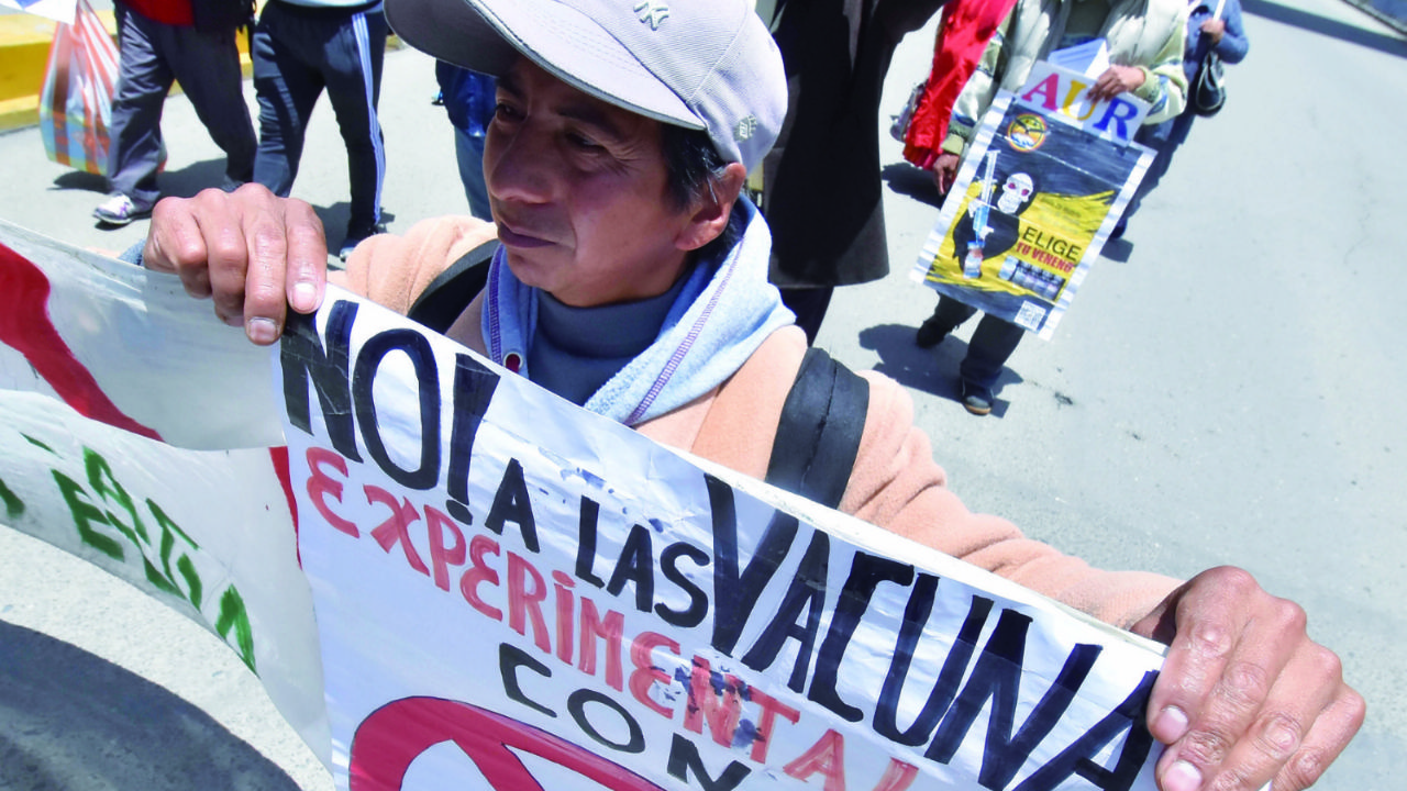 AUR calls for civil disobedience against decrees 4640 and 4641 and denies attack at the point of vaccination in El Alto
