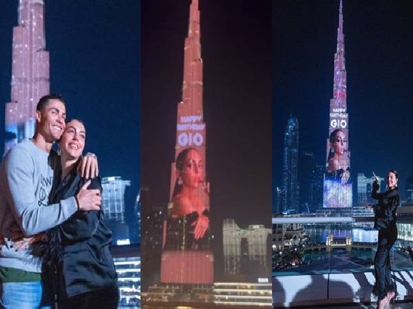Cristiano Ronaldo ordered the Burj Khalifa to be illuminated with the face of his wife to celebrate his birthday