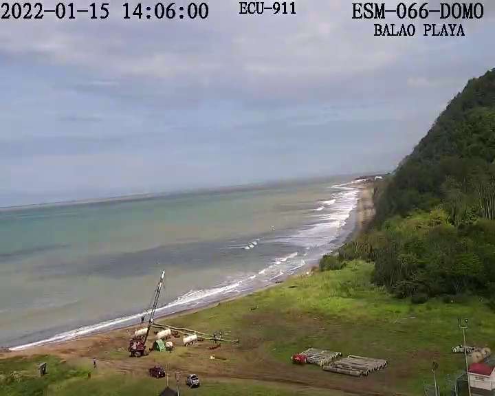 Imagen del monitoreo de la Playa de Balao en Esmeraldas antes de la advertencia por tsunami