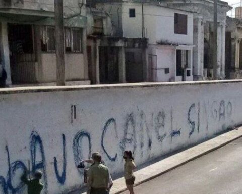 Great police deployment for a graffiti against Díaz-Canel in Santos Suárez