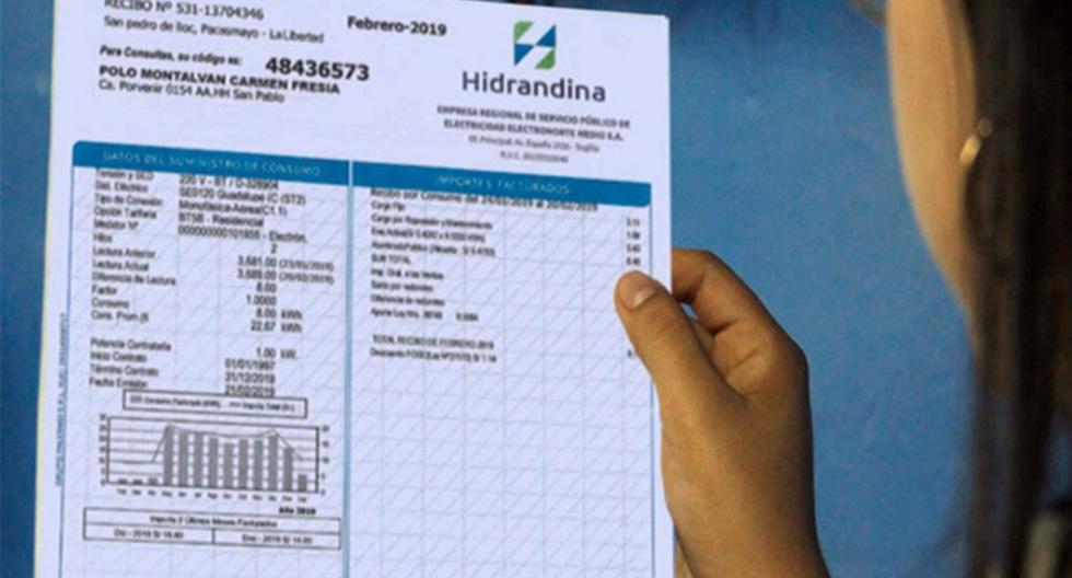 Hidrandina: How to read your electricity bill and know what you are paying for?