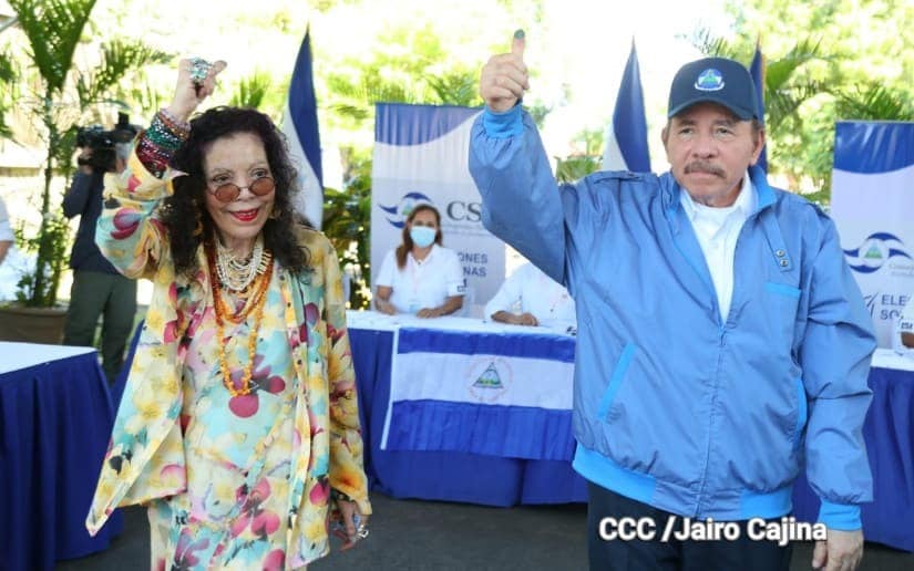 Daniel Ortega y Rosario Murillo el 7 de noviembre de 2021