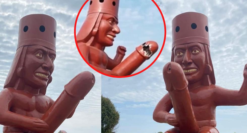 Three armed individuals damaged a large erotic huaco in Moche (VIDEO)