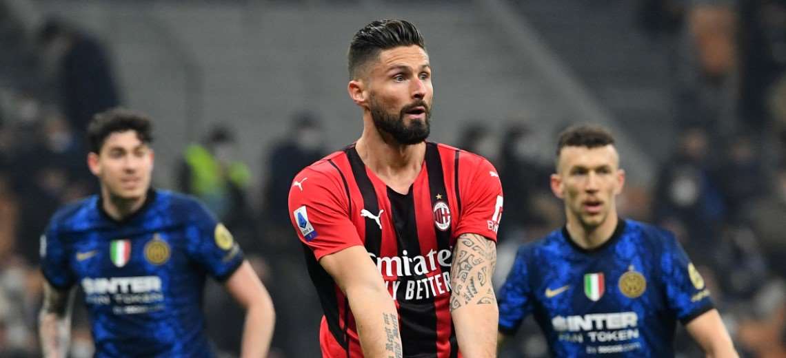 A brace from Giroud decides for AC Milan the derby against Inter