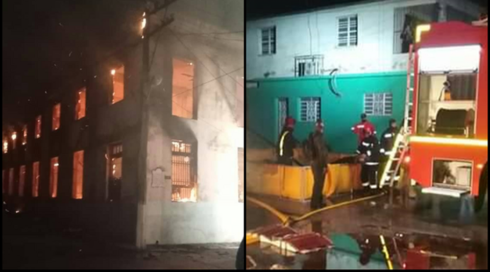 A fire leaves severe damage in the Chosen Tobacco of San Antonio de los Baños