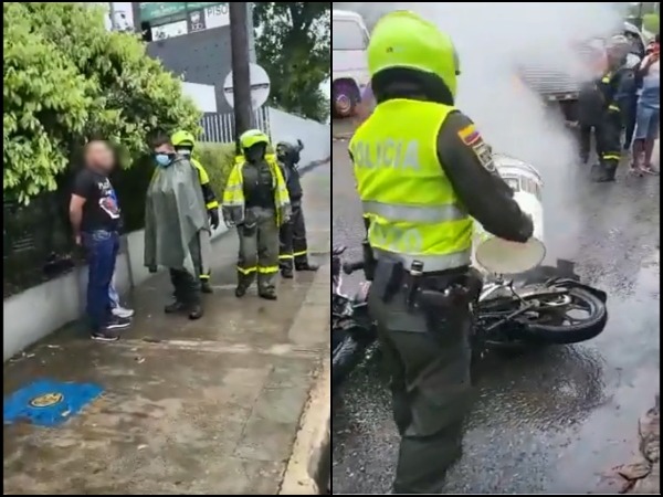 En Ibagué asaltantes agradecieron a la Policía por salvar su moto: la gente quería quemarla pero apagaron el fuego