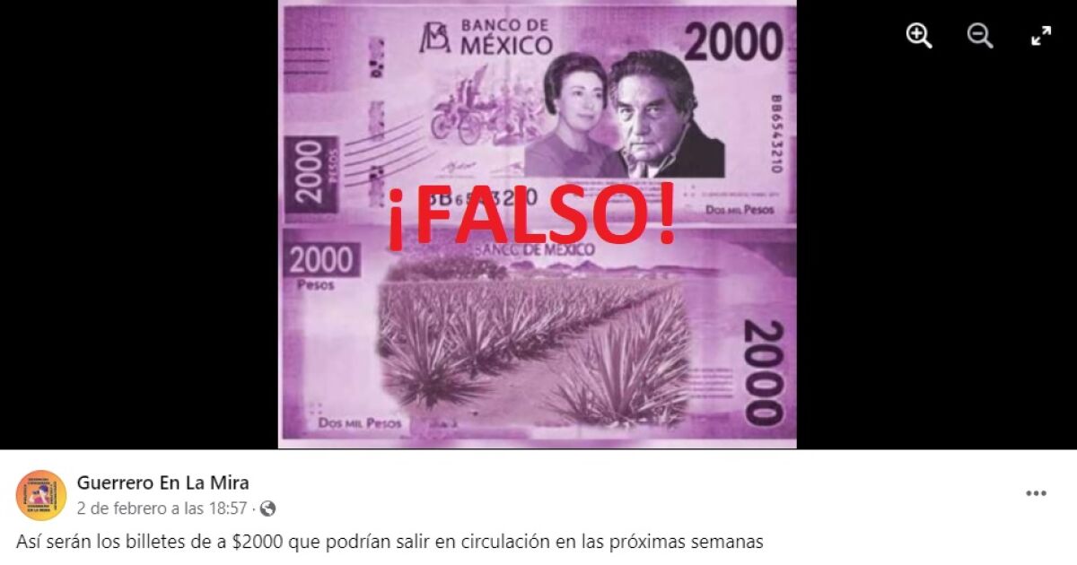 No, Banxico has not confirmed that this image is of the new 2,000 peso bill