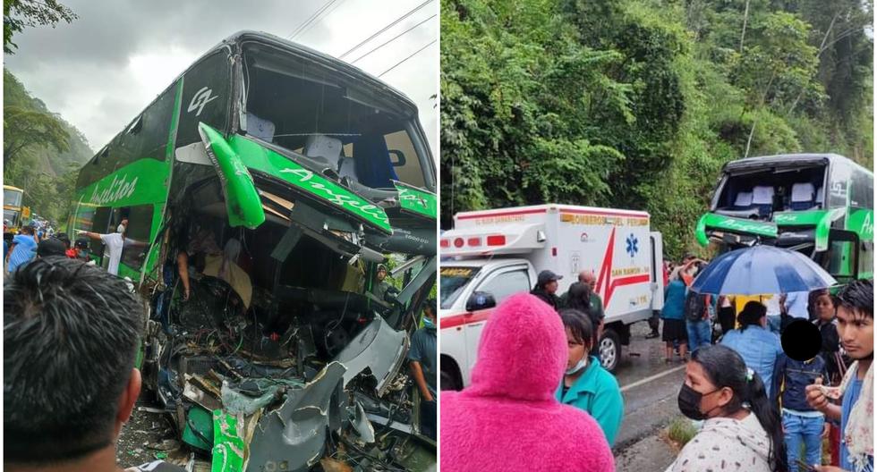 One dead and fifteen injured leaves strong collision between passenger bus and truck in Selva Central