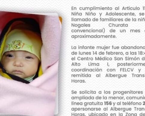 They abandon a baby in Alto Lima and leave a letter: "I have many children"