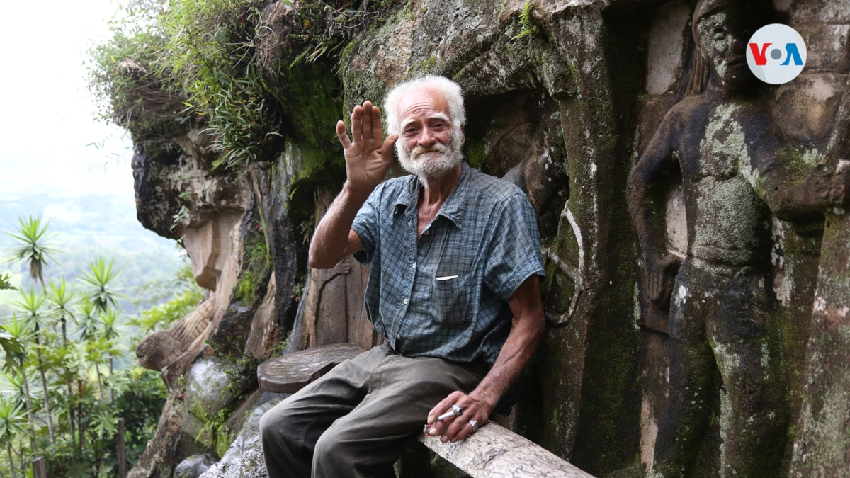 A hermit sculpts in stones in the mountains of Nicaragua