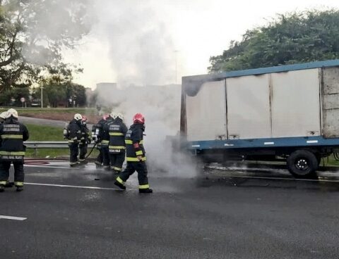 A truck caught fire and a policeman was hit by a van