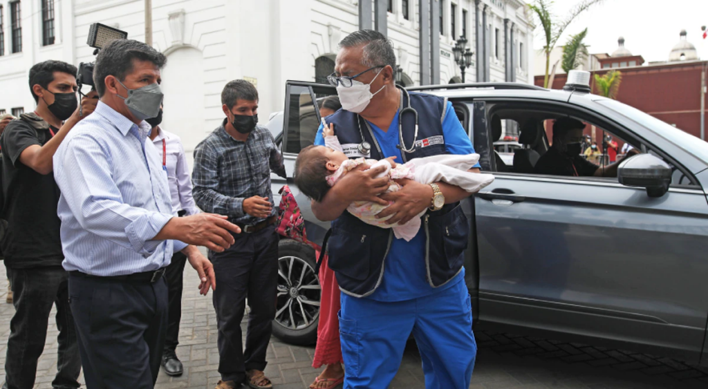 Ambulance arrived at the Government Palace and transferred a 10-month-old baby to the hospital