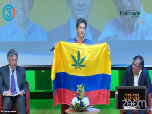Otra asociación contra polémica propuesta del candidato Luis Pérez: hoja de marihuana en la bandera de Colombia