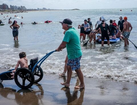 Boards and costumes at a festival organized by the first adapted surf school
