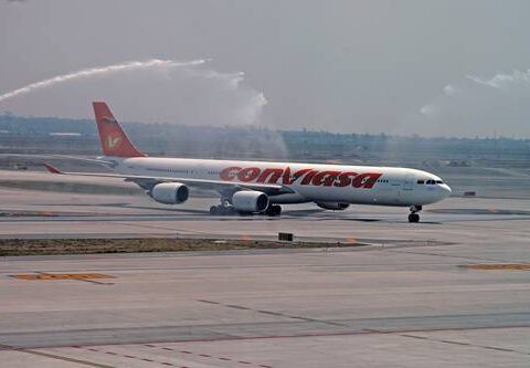 First international flight arriving at AIFA