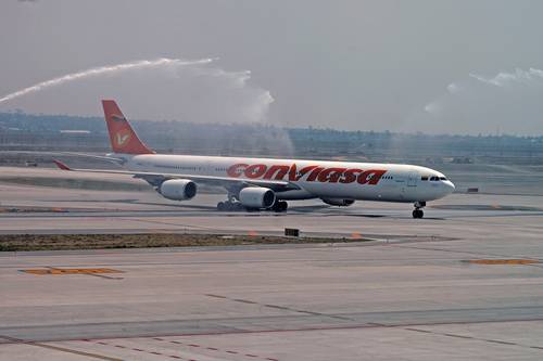 First international flight arriving at AIFA