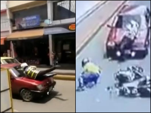 No hizo el pare, atropelló un agente de tránsito y hasta arrolló a un motociclista, en Bucaramanga
