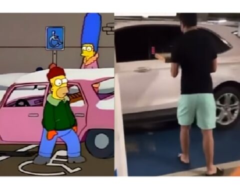 He recreated a scene from 'The Simpsons' in the exclusive parking lot of the Valledupar shopping center and has caused outrage