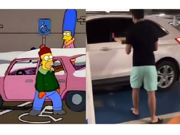 He recreated a scene from 'The Simpsons' in the exclusive parking lot of the Valledupar shopping center and has caused outrage