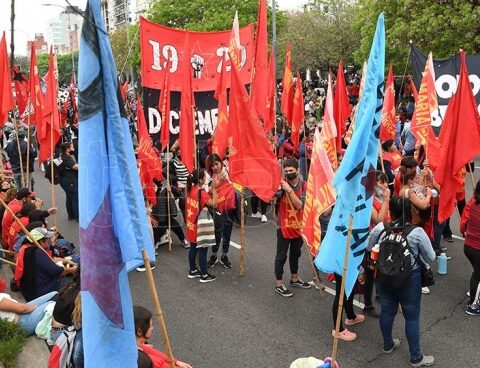 Social, political and union organizations protest in front of Congress against the IMF