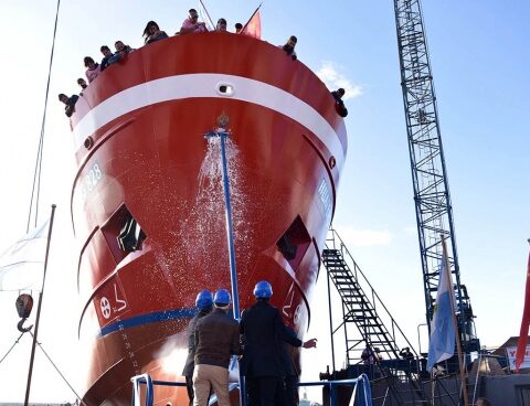 The launching of a new tall ship built in the country was completed