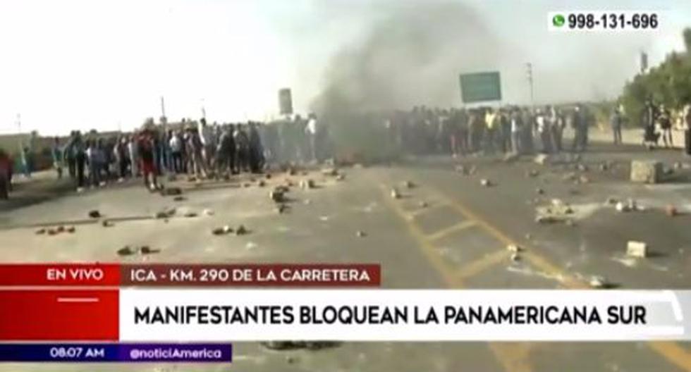 Agricultural workers in Ica abide by indefinite strike and block kilometer 290 of the Panamericana Sur