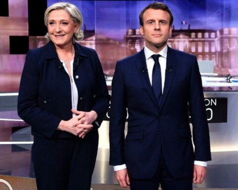 Los contendientes en las elecciones francesas del domingo: Le Pen y Macron. Foto: BBC.