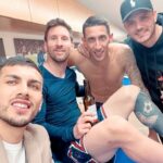 Messi and his three musketeers celebrated in the locker room
