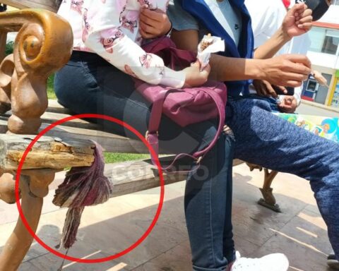 Rags and wires support benches in the Plaza de la Constitución in Huancayo (VIDEO)