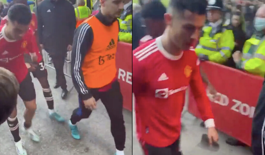 [Video] Cristiano Ronaldo launches fan's cell phone after United's defeat