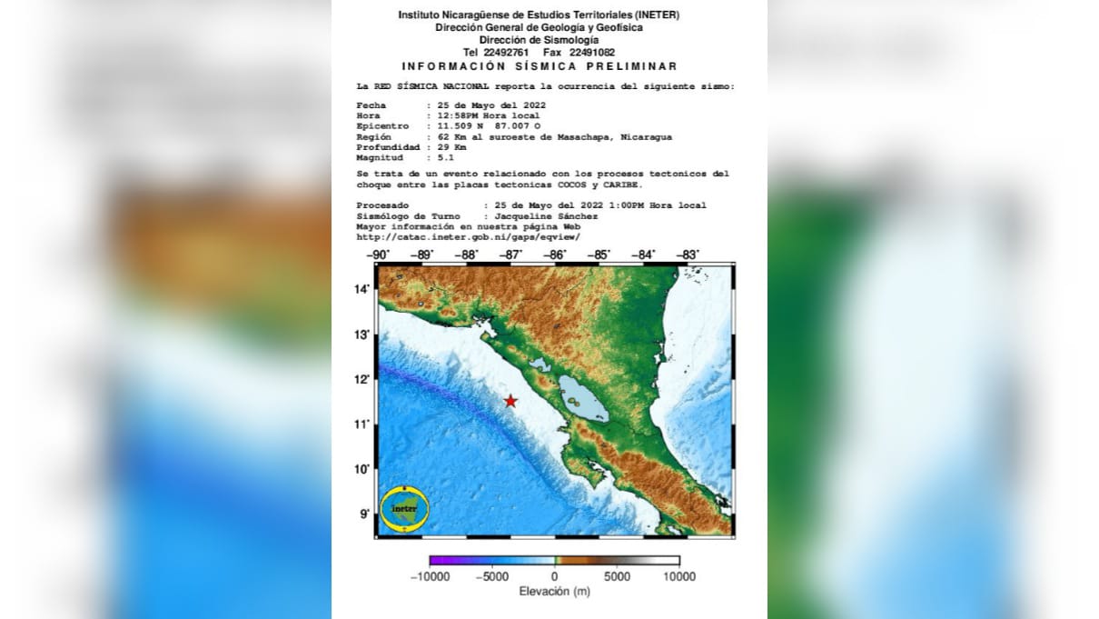 5.1-magnitude earthquake shakes the Nicaraguan Pacific