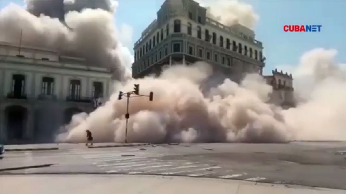 A strong explosion at the Saratoga Hotel in Cuba causes several injuries and fatalities