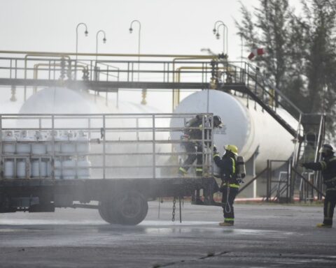 Acciones previstas para un posible derrame de hidrocarburos o escape de gas, en el Meteoro 2022. Foto: ACN.