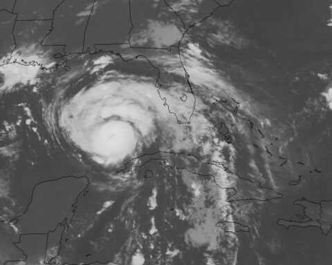 Vista satelital del huracán Ida mientras se aleja de Cuba y se adentra en el Golfo de México. Foto: insmet.cu