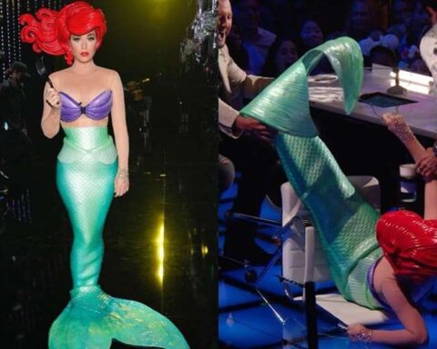 Katy Perry suffers spectacular fall disguised as Ariel, The Little Mermaid