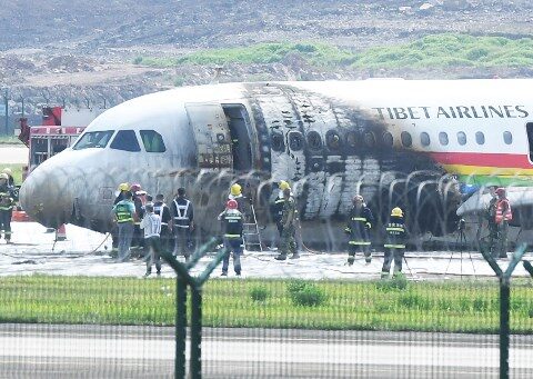 Plane with 113 passengers caught fire in China