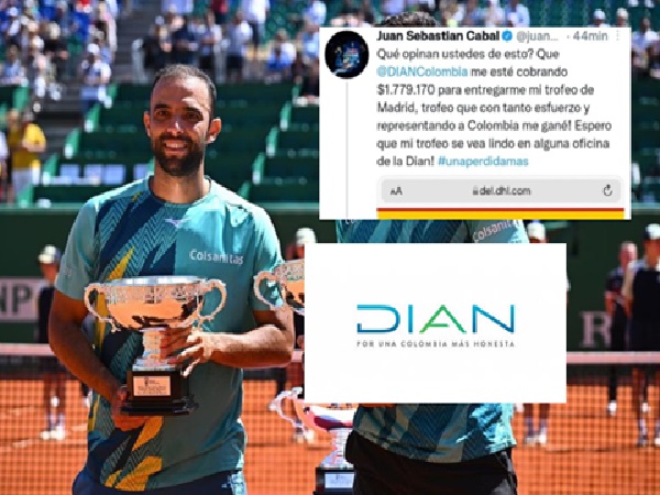 The response of the DIAN to Juan Sebastián Cabal for alleged excessive charge for sending one of his trophies to Colombia