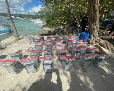 Stash of 199 packets of cocaine seized yesterday on a boat in the vicinity of Saona Island, in La Altagracia, coming from South America.  The DNCD says that the occupants of the 23-foot-long boat, equipped with two 75-horsepower engines each, managed to escape from anti-narcotics agents, but that they are wanted in a wide area.