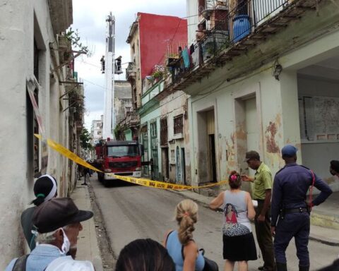 A man is trapped after the staircase of the building where he lives in Old Havana collapses
