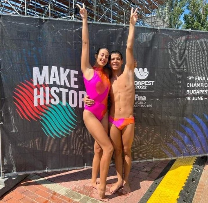 La pareja mixta cubana de natación artística integrada por Andy Manuel Ávila y Soila Carelys Valdés. Foto: Agencia Cubana de Noticias.