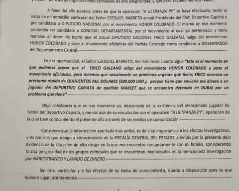 Erico Galeano would have asked for money to settle debt with wanted by "A Ultranza"