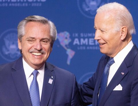 Fernández and Biden greeted each other warmly at the summit reception