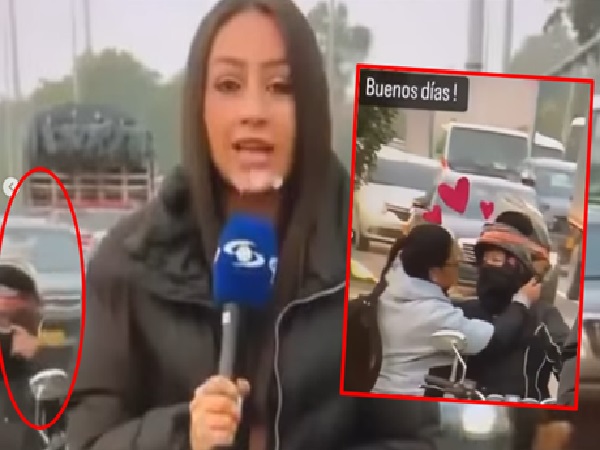 "Great to love each other that way," viewers say when they see a romantic couple captured behind the back of a reporter