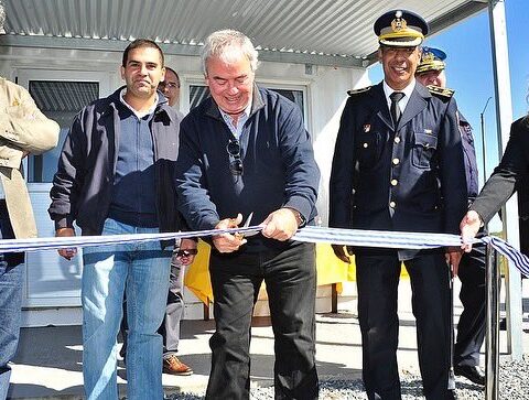 Heber inaugurando una sede de la Policía Caminera en Cerro Largo, el pasado 30 de abril. Foto: Twitter / Luis Alberto Heber