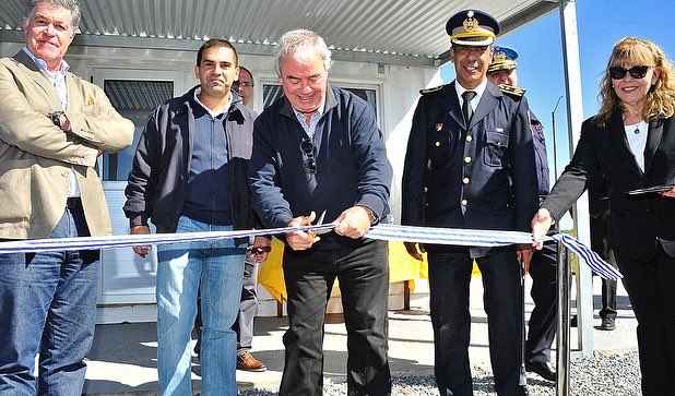 Heber inaugurando una sede de la Policía Caminera en Cerro Largo, el pasado 30 de abril. Foto: Twitter / Luis Alberto Heber