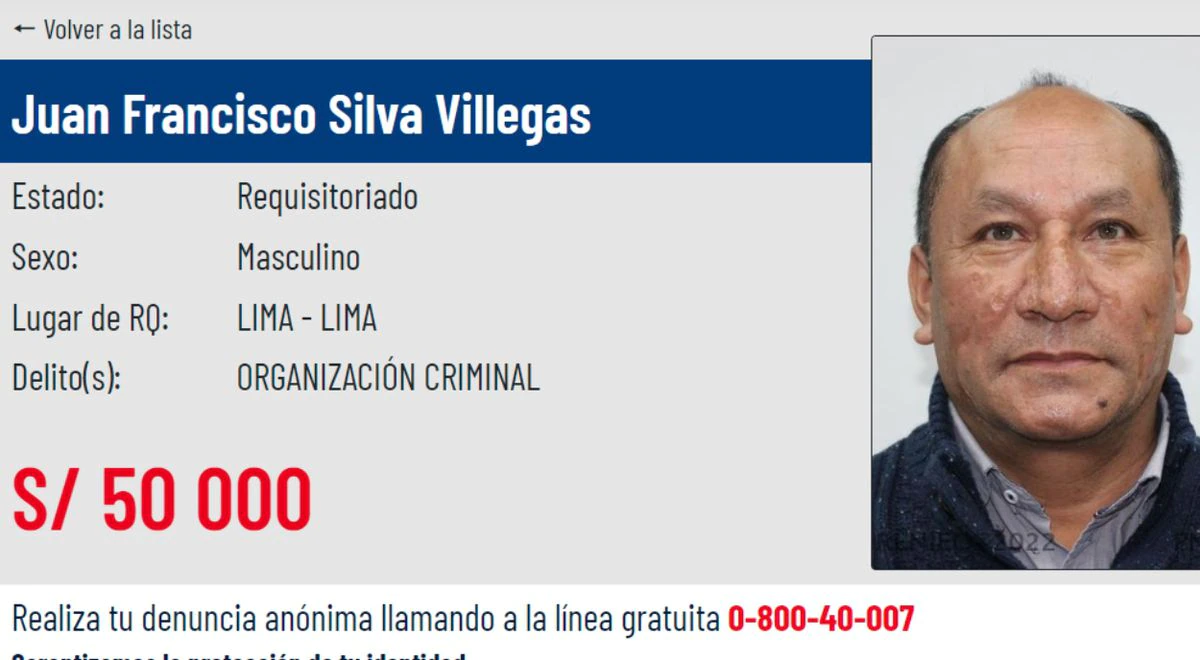 Juan Silva: Rewards Program offers S/ 50,000 for information on the whereabouts of the former minister